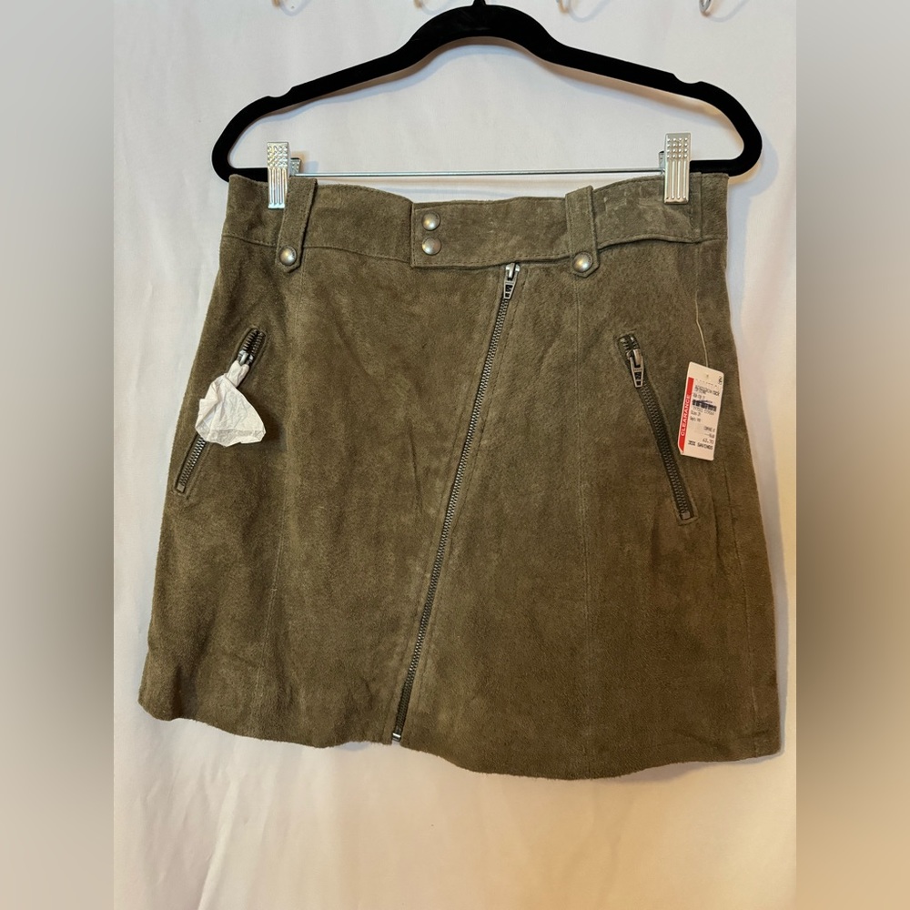 Suede leather skirt